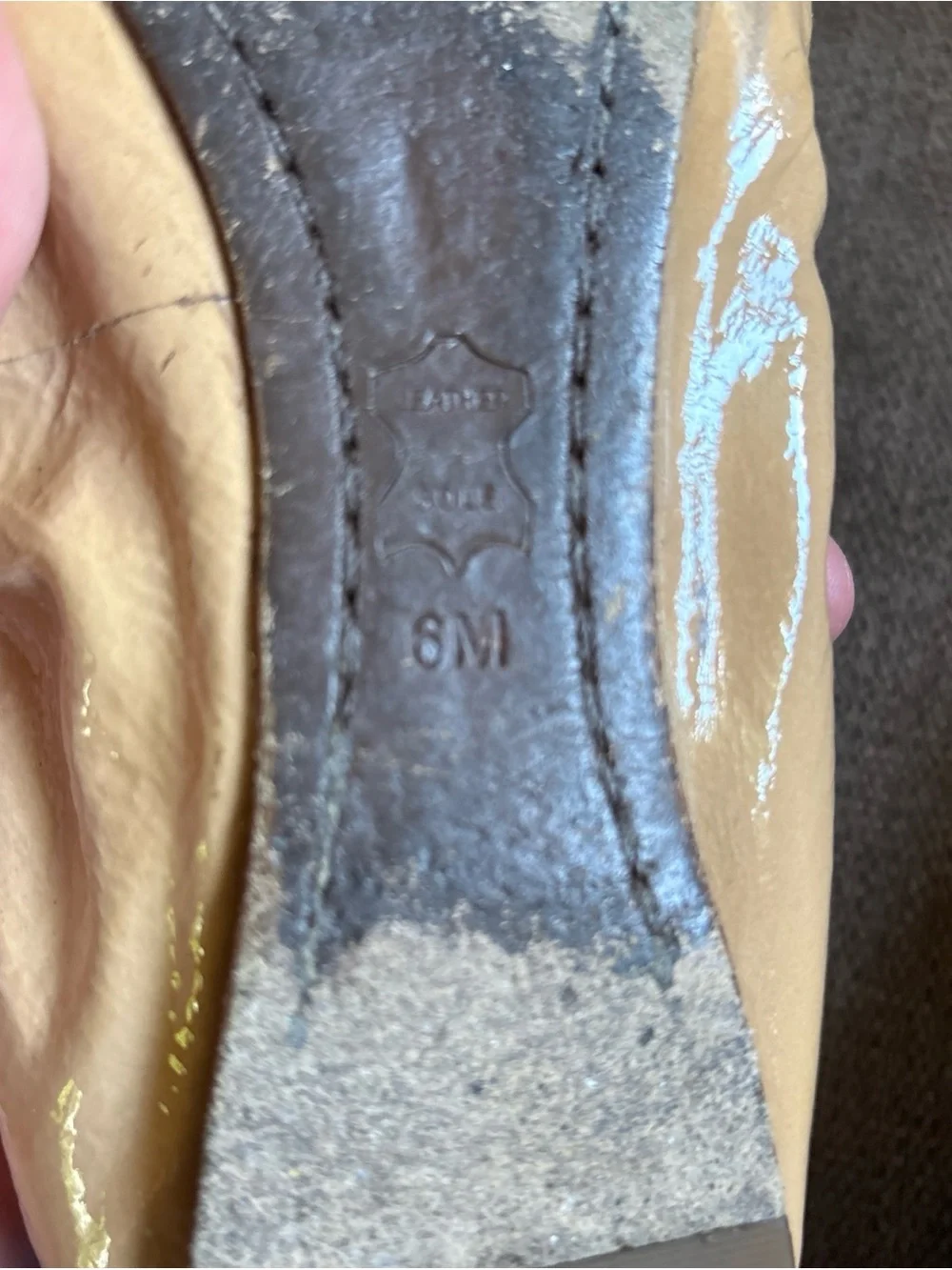 Tory Burch luxury Caroline beige patent leather gold Reva Logo Ballet Flats 6 - Picture 7 of 7